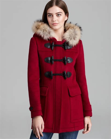 burberry toggle coat red